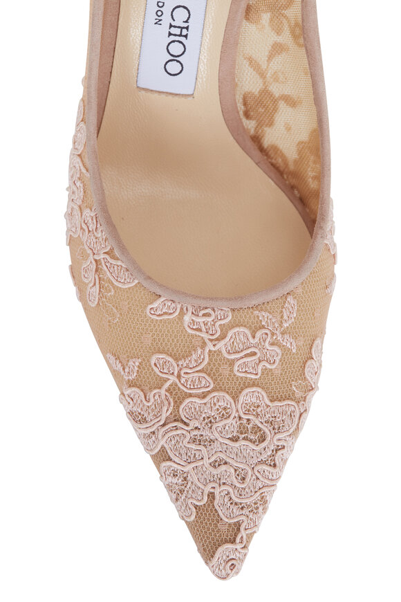 Jimmy Choo - Love Ballet Pink Floral Lace Pump, 65mm