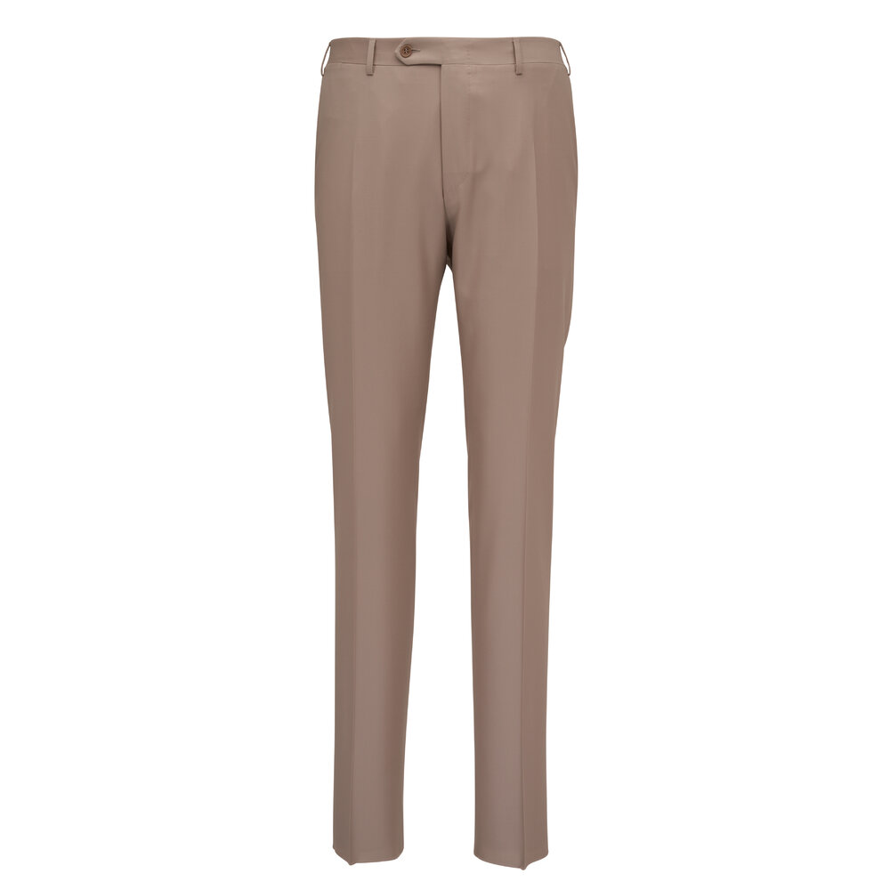 Canali - Tan Solid Wool Dress Pant | Mitchell Stores