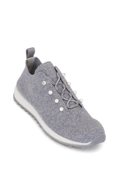 スニーカー Jimmy Choo FW25 Sneakers & Slip-On (VELES PZGX CHOCOLATE) Jimmy Choo Veles Knit Pearly Lace-Up Sneakers - Bergdorf Goodman