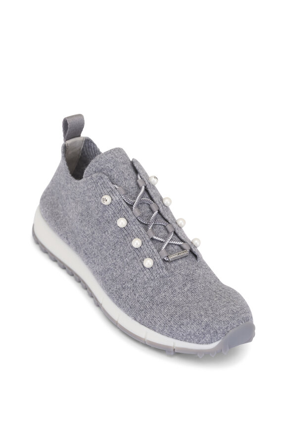Prada - Bianco Vitello Leather Lace-Up Wedge Sneaker