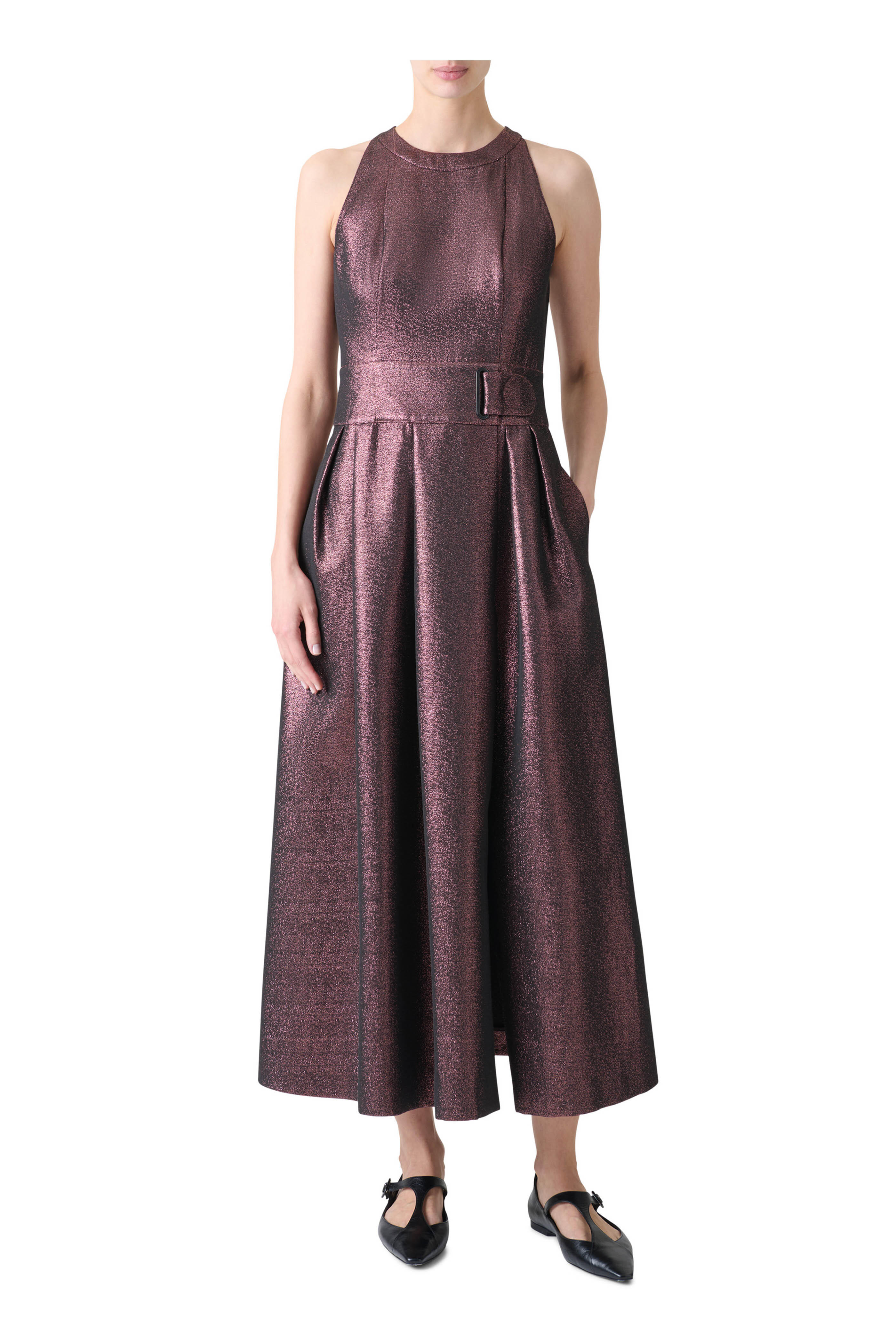 Akris Punto - Blackberry Sleeveless Belted Midi Dress