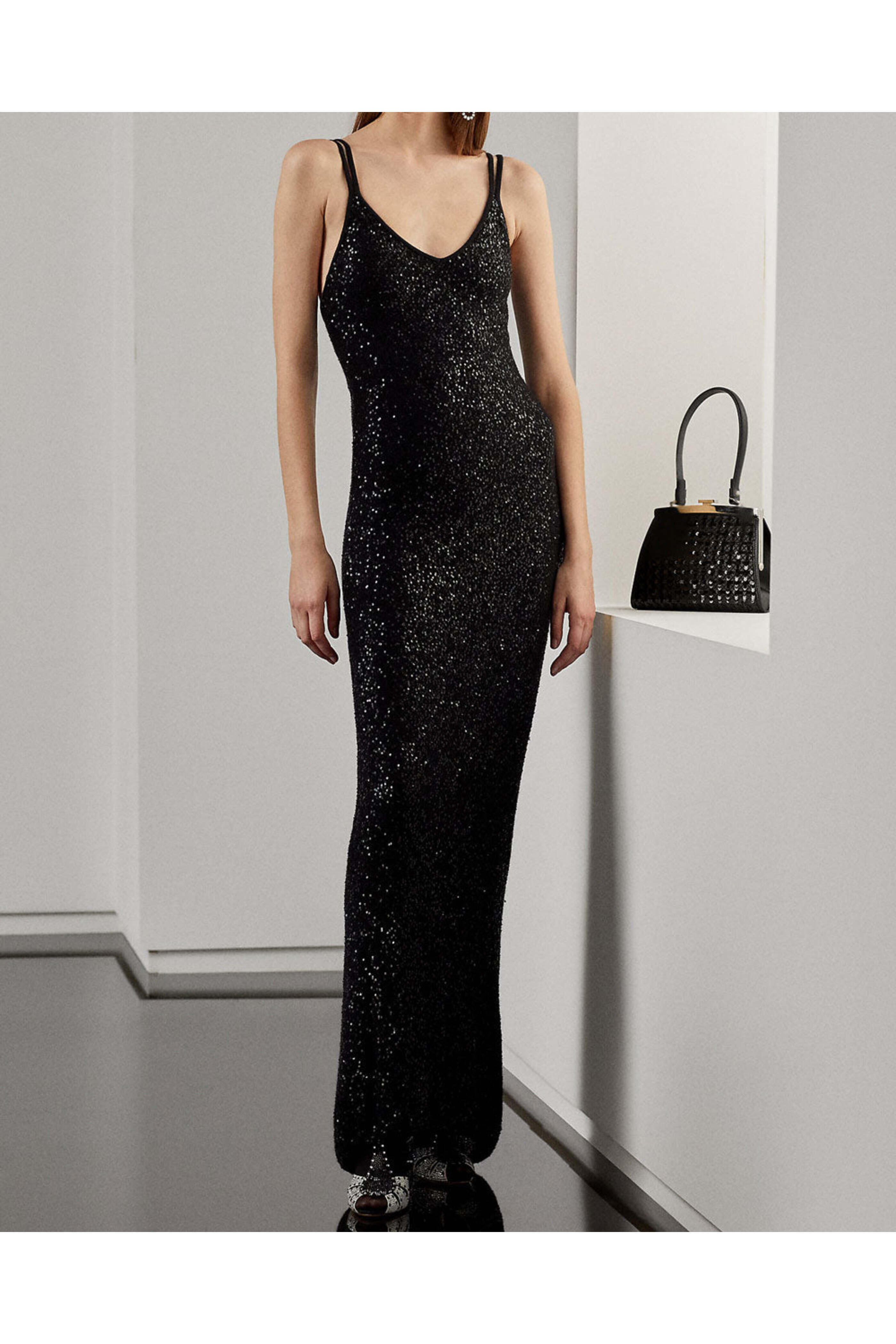 Ralph Lauren - Black Sequin Knit Cocktail Dress | Mitchell
