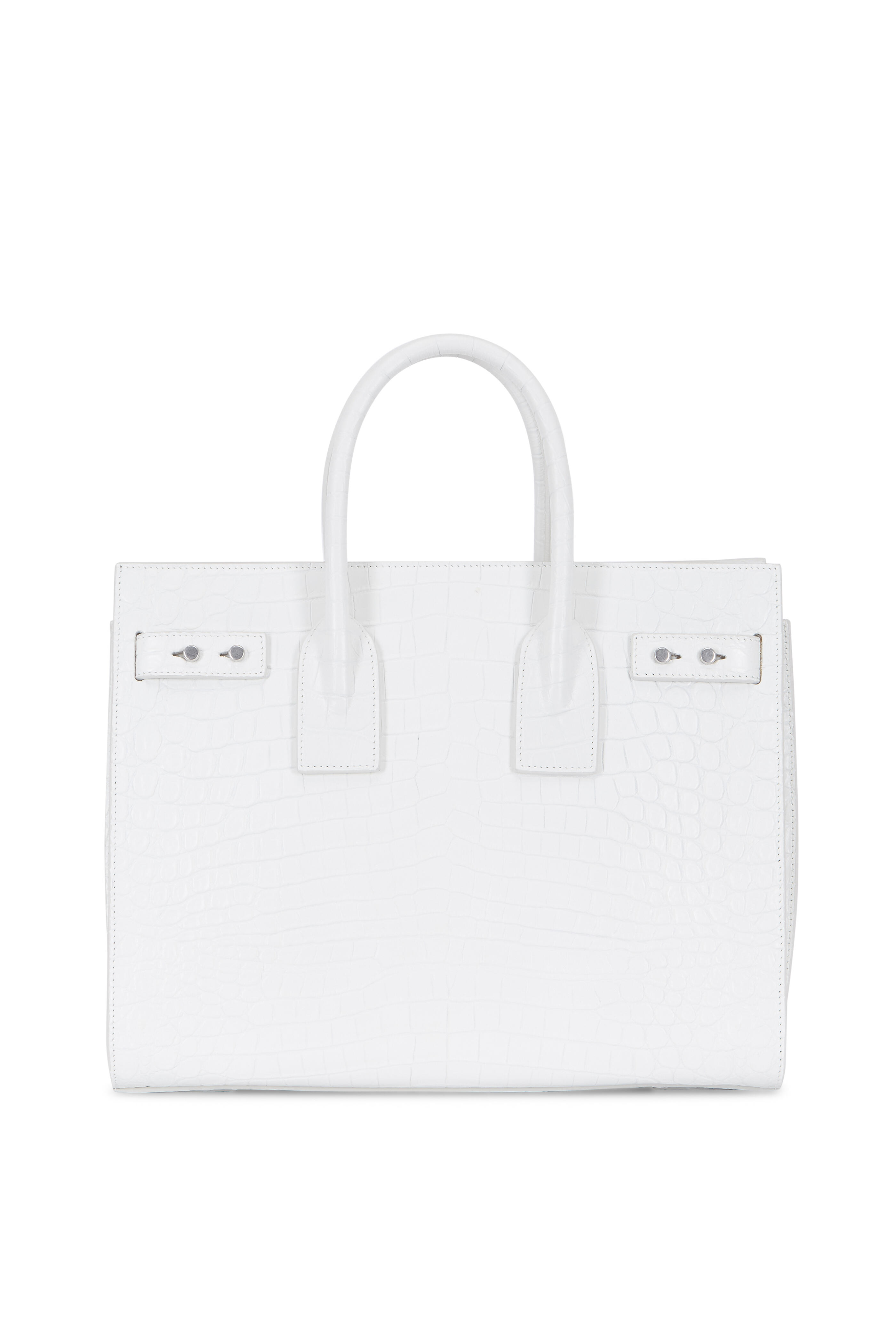 Saint Laurent - Sac De Jour White Crocodile Embossed Small Tote