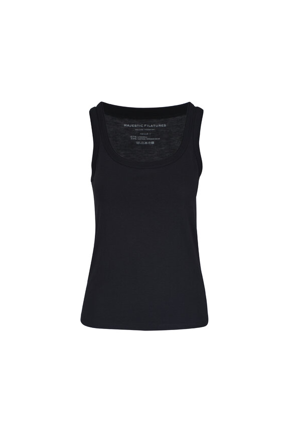 Majestic Black Scoop Neck Tank