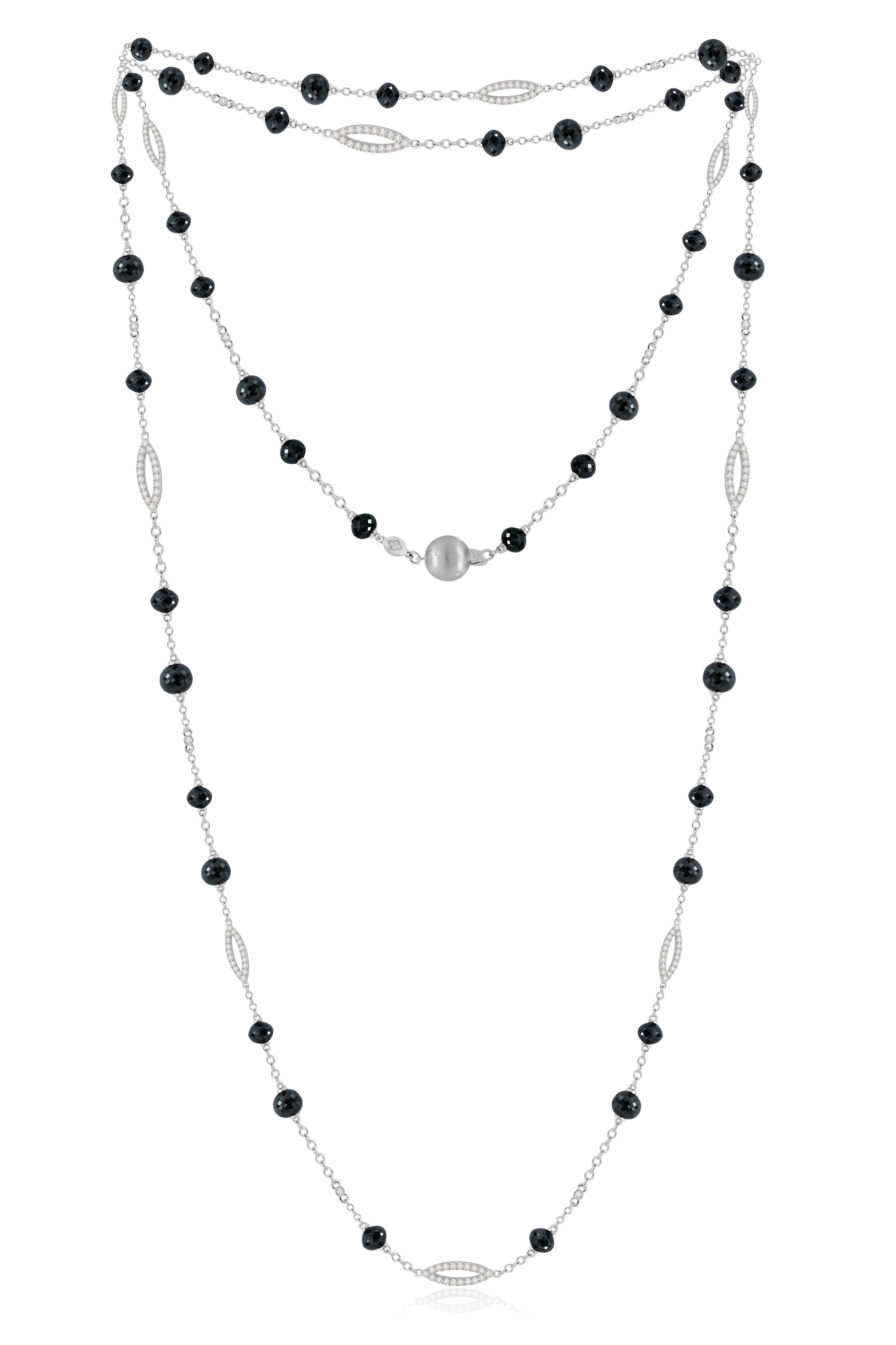 Sutra - Black & White Diamond Bead Station Necklace