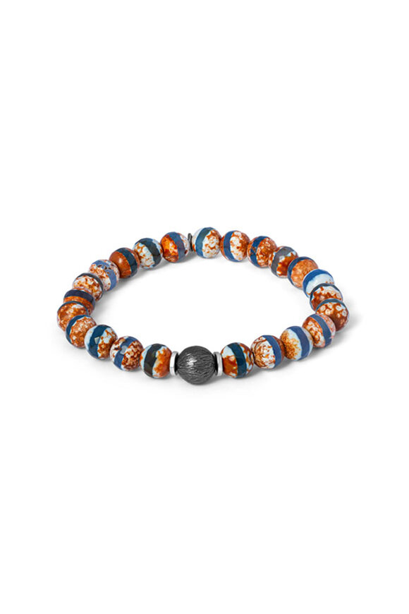 Tateossian - Blue Ruthenium Silver Lhasa Graffiato Bracelet 