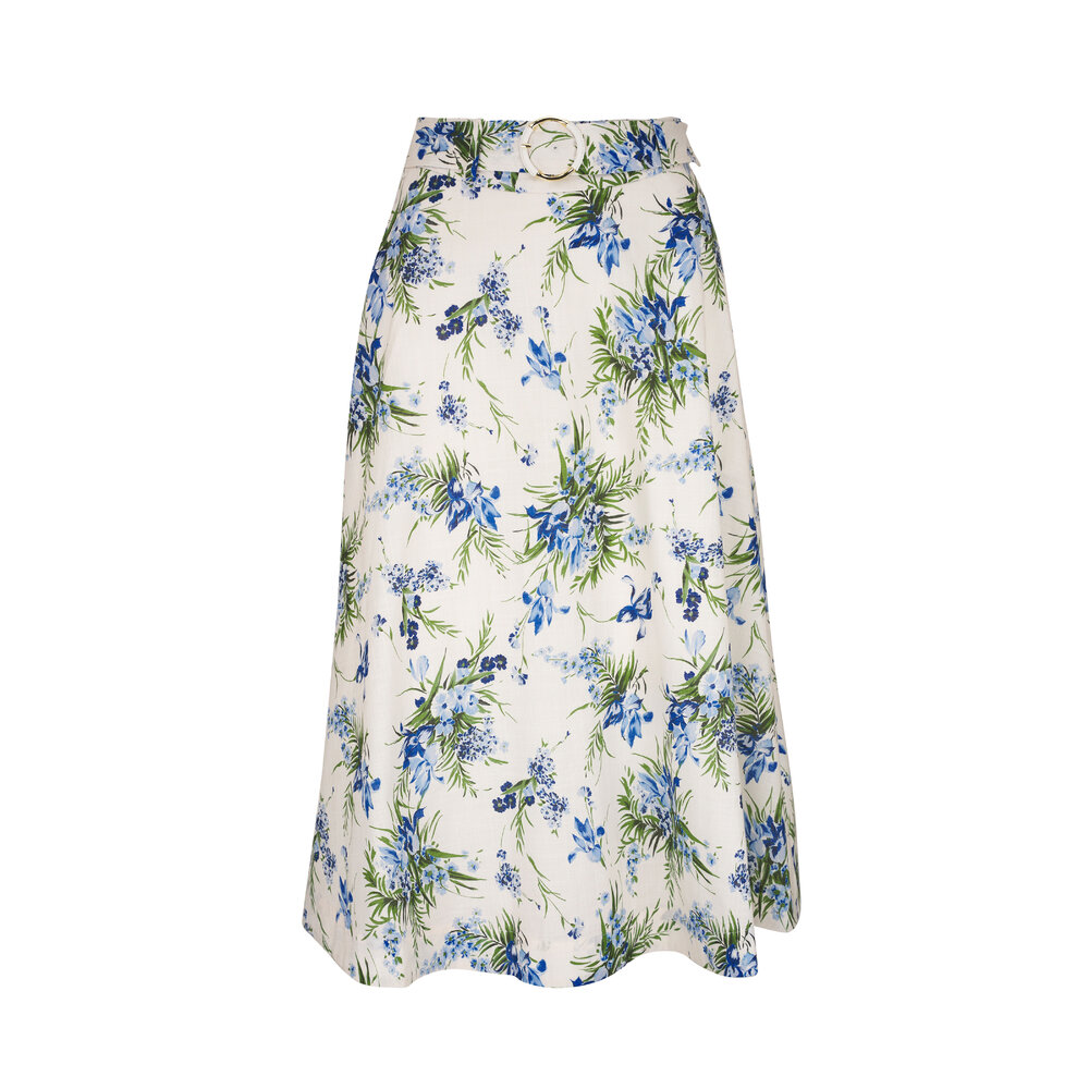 最新情報 Veronica Beard - Arwen Off White Multi Floral Midi Skirt 女性情報誌