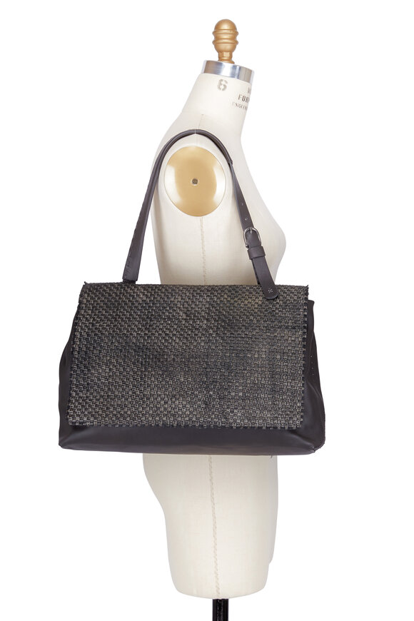 Henry Beguelin - Taupe Leather Deconstructed Woven Shoulder Bag