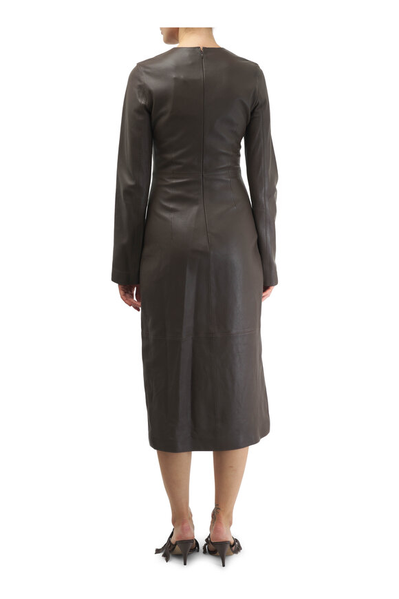 Totême - Bark Paneled Leather Midi Dress