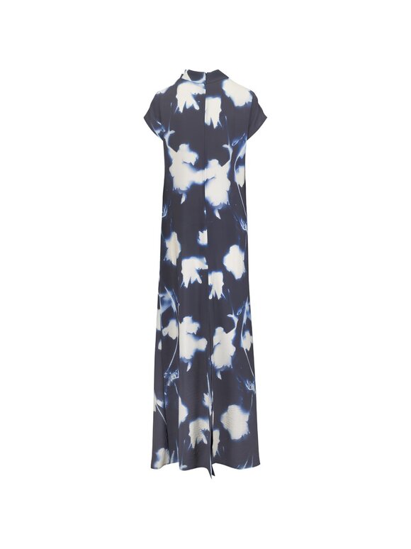 Lela Rose Navy Abstract Floral Crepe Draped Gown - view 3