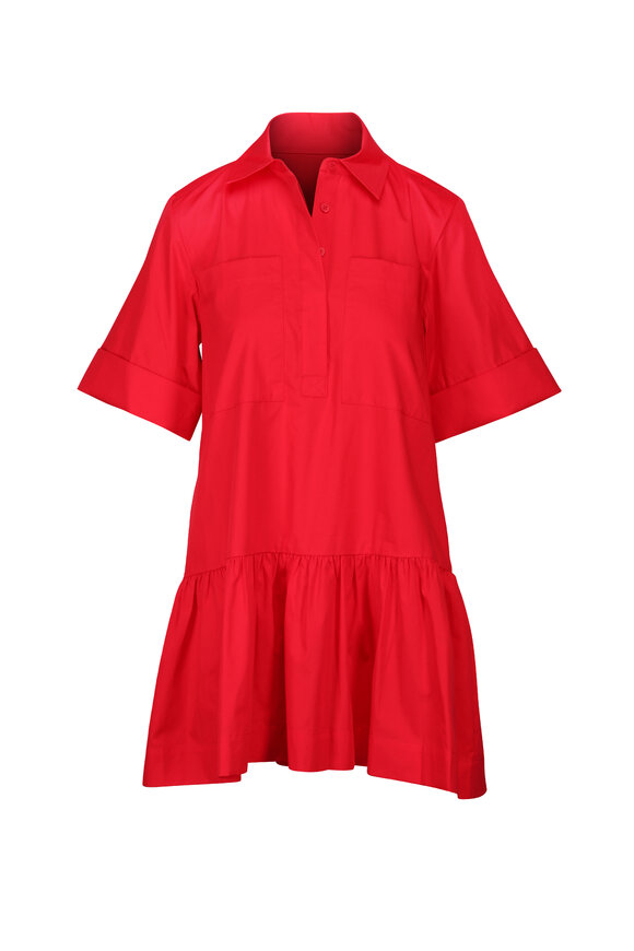 Simkhai Crissy Red Cotton Poplin Mini Dress