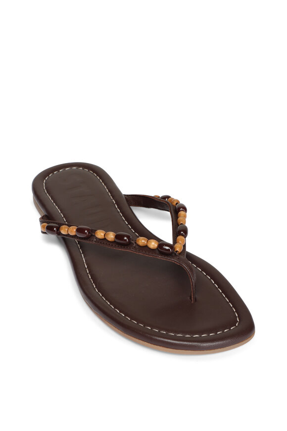 Staud Freja Wood Beaded Flip Flop