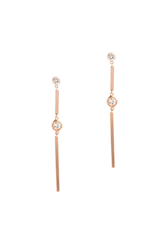 Genevieve Lau - Rose Gold White Diamond Stick Earrings