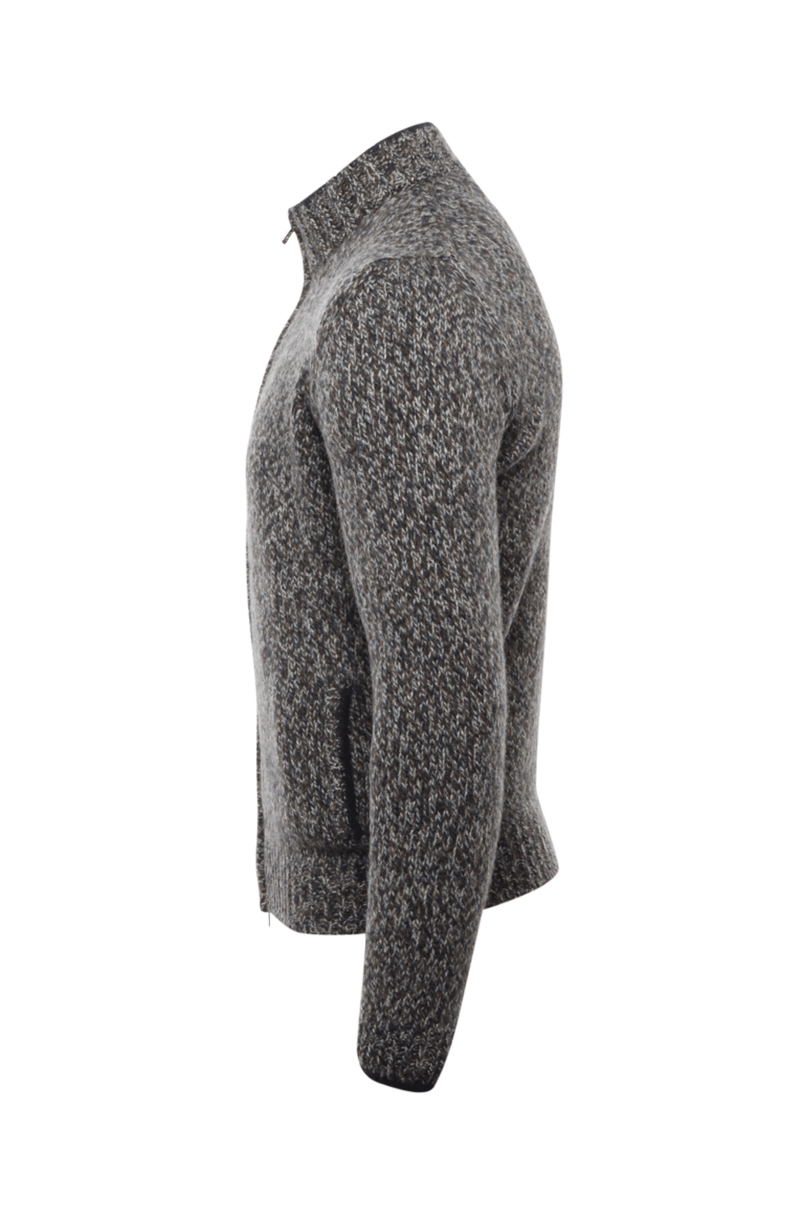 Fedeli - Navy and Grey Alpaca Zip Sweater