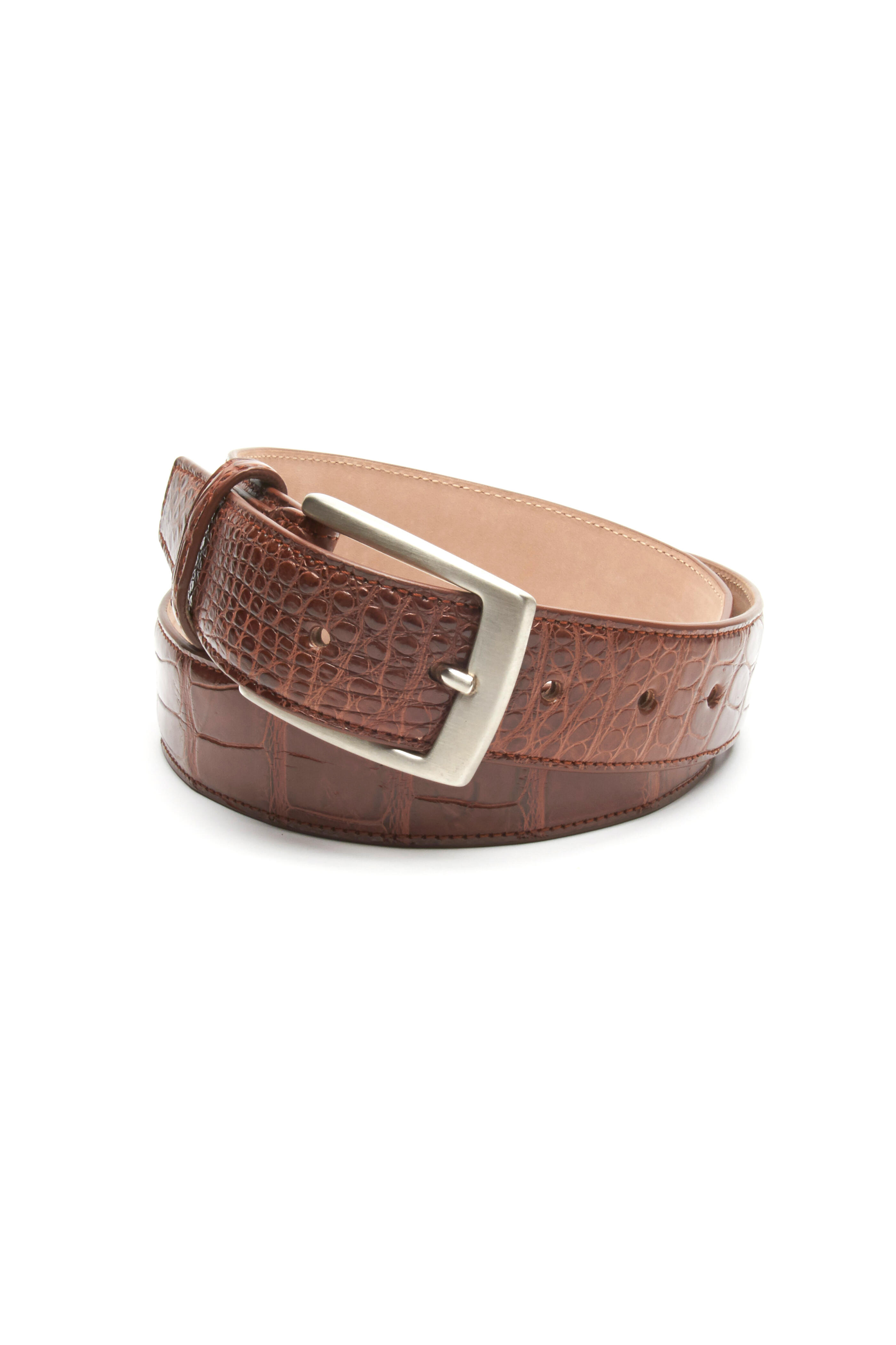 Olop - Brown Matte Crocodile Leather Belt