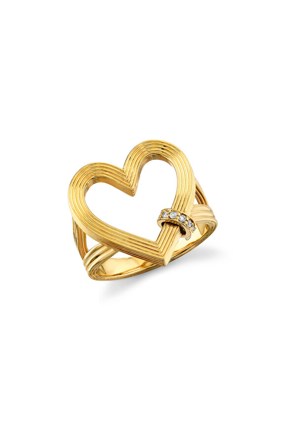 Sydney Evan 14K Yellow Gold Fluted Heart Rondelle Ring