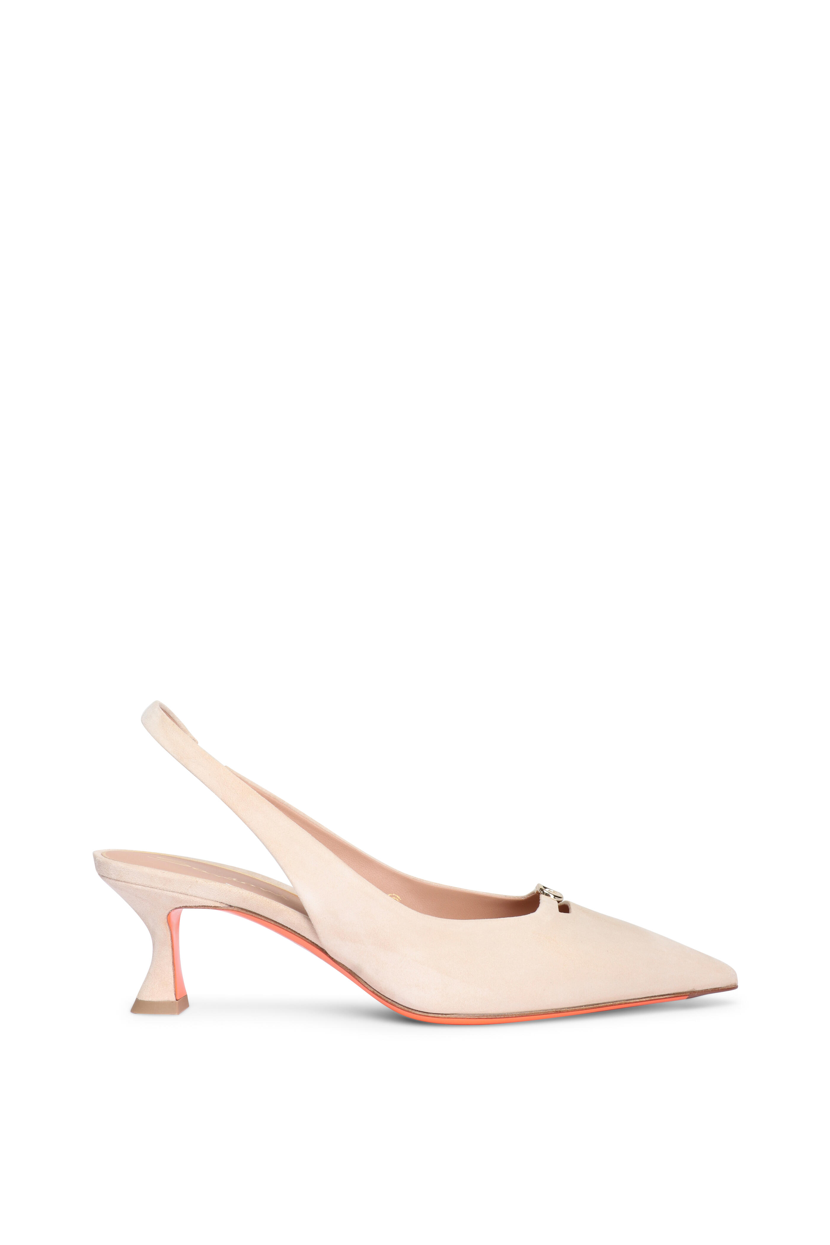 Santoni - Sabine Beige Suede Slingback Pump, 55mm
