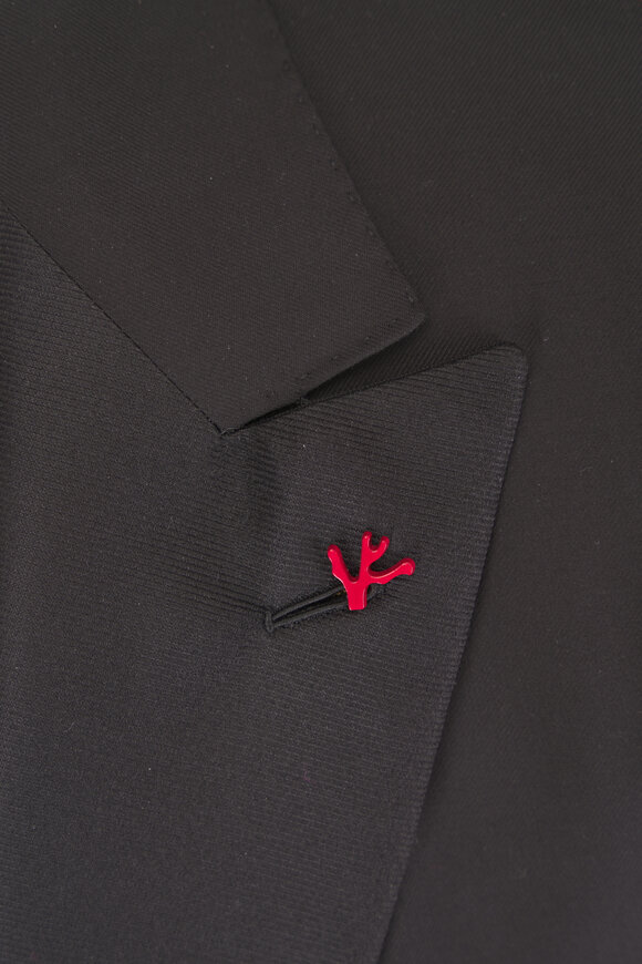 Isaia Black Peak Lapel Wool Tuxedo - view 3