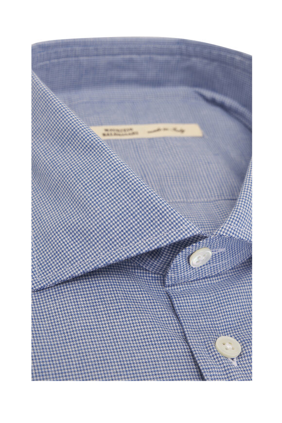 Maurizio Baldassari - Mini Houndstooth Blue Cotton Sport Shirt