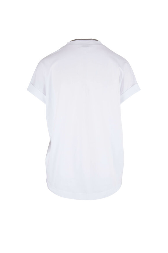 Brunello Cucinelli White Monili Trim V-Neck T-Shirt - view 2