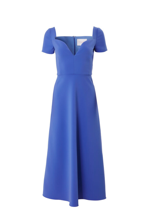 Carolina Herrera - Delphinium Curved Neckline Midi Dress