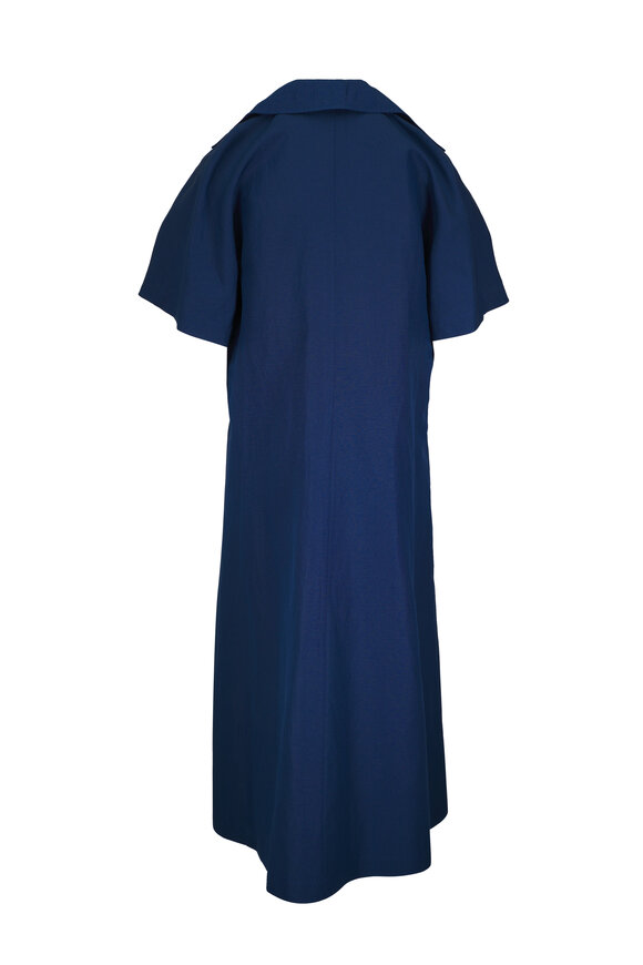 Lafayette 148 New York - Blue Silk & Linen Center Seam Popover Dress