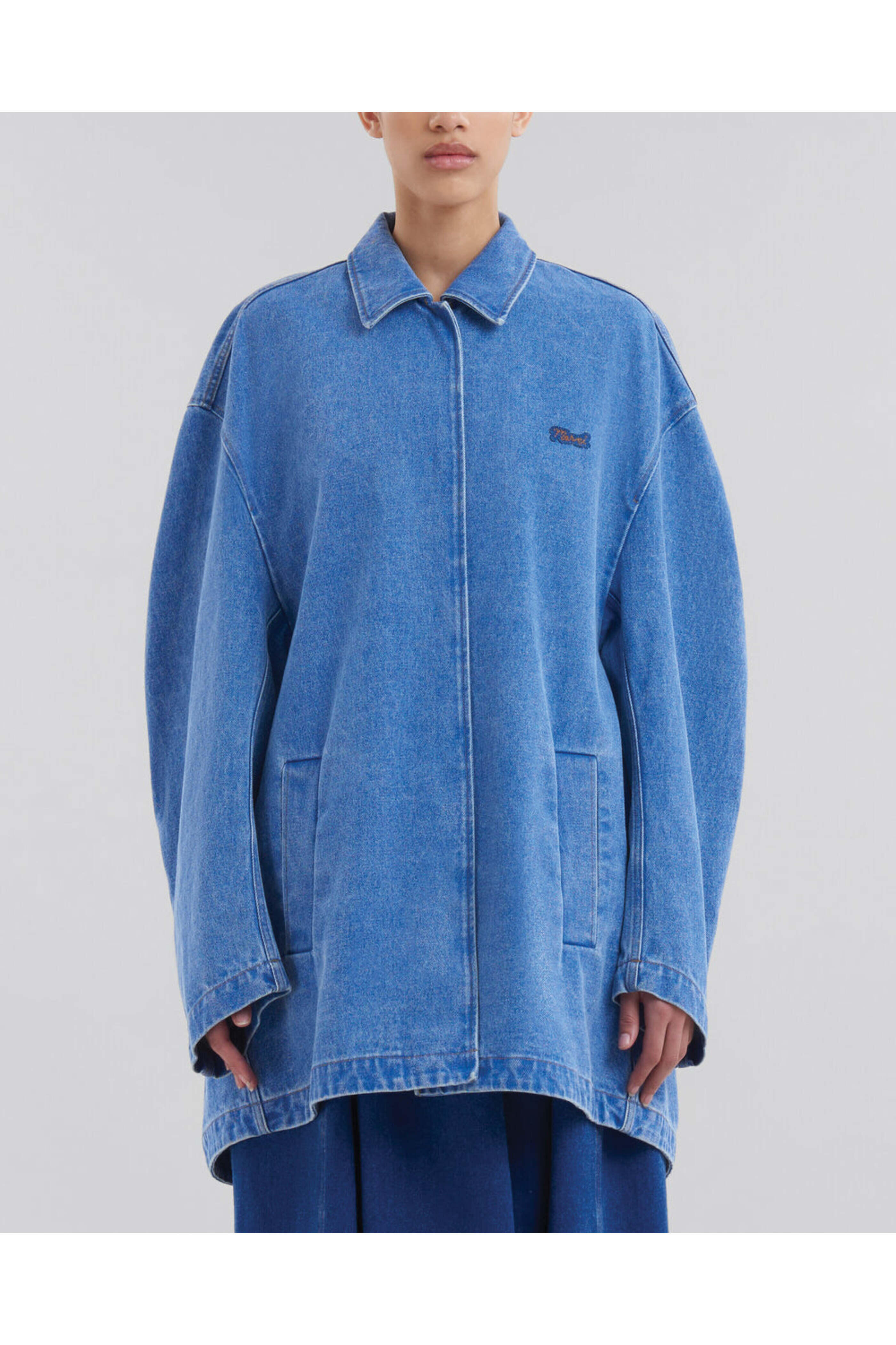 Marni - Cobalt Denim Collared Cocoon Jacket