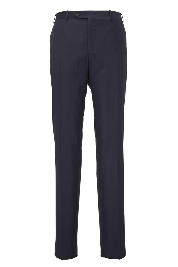 Canali Navy Subtle Stripe Wool Suit - view 4