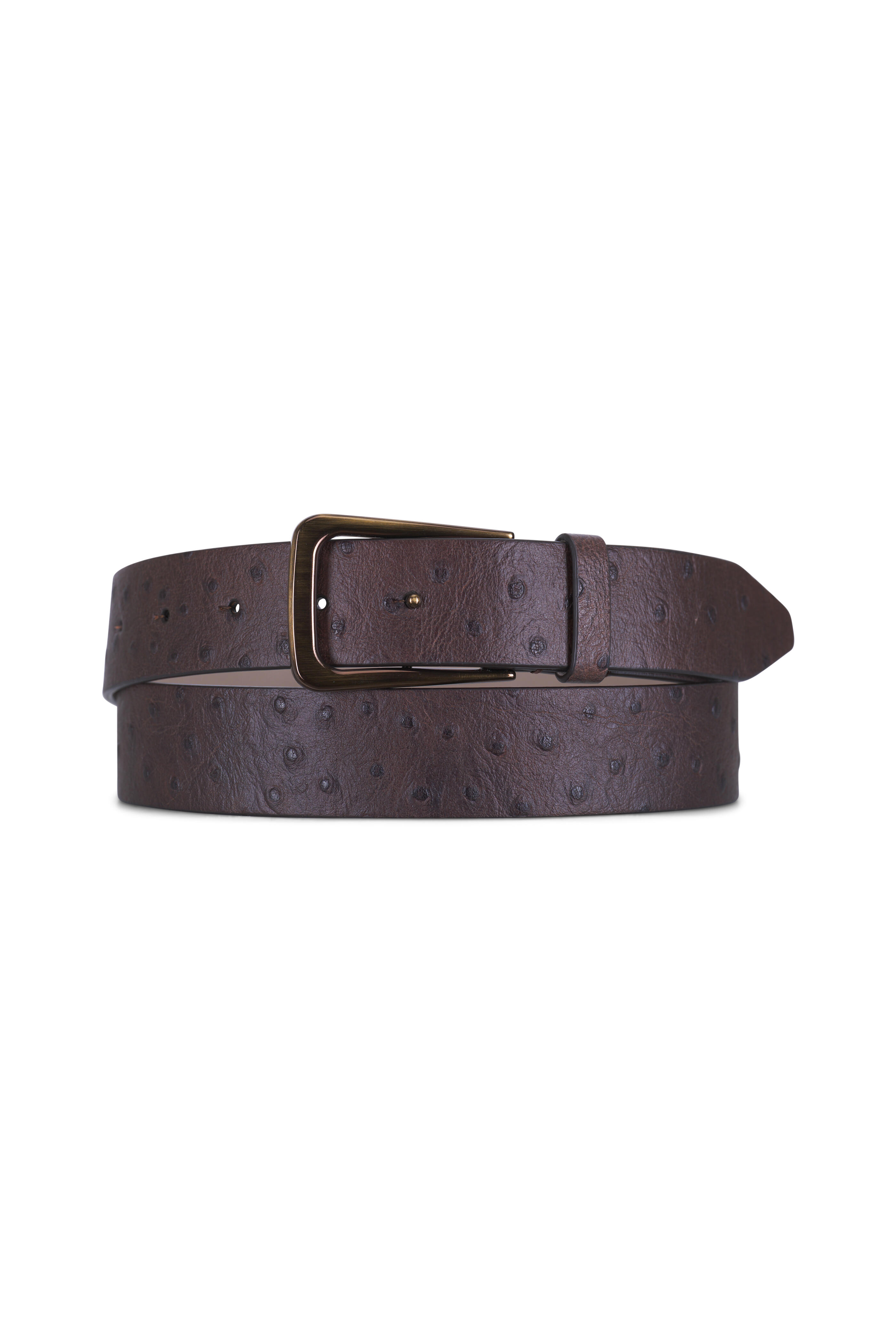 Brunello Cucinelli - Coffee Embossed Leather Belt