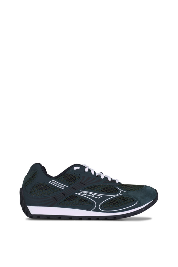 Bottega Veneta Orbit Teal Suede & Mesh Low Top Sneaker - view 3