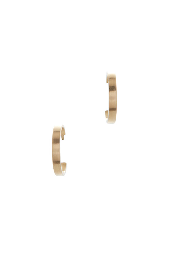 Caroline Ellen Yellow Gold Flat Hoops - view 1