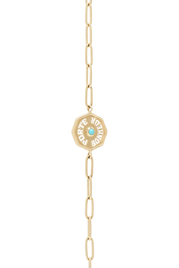 Marlo Laz - Petite Turquoise & White Enamel Charm Bracelet