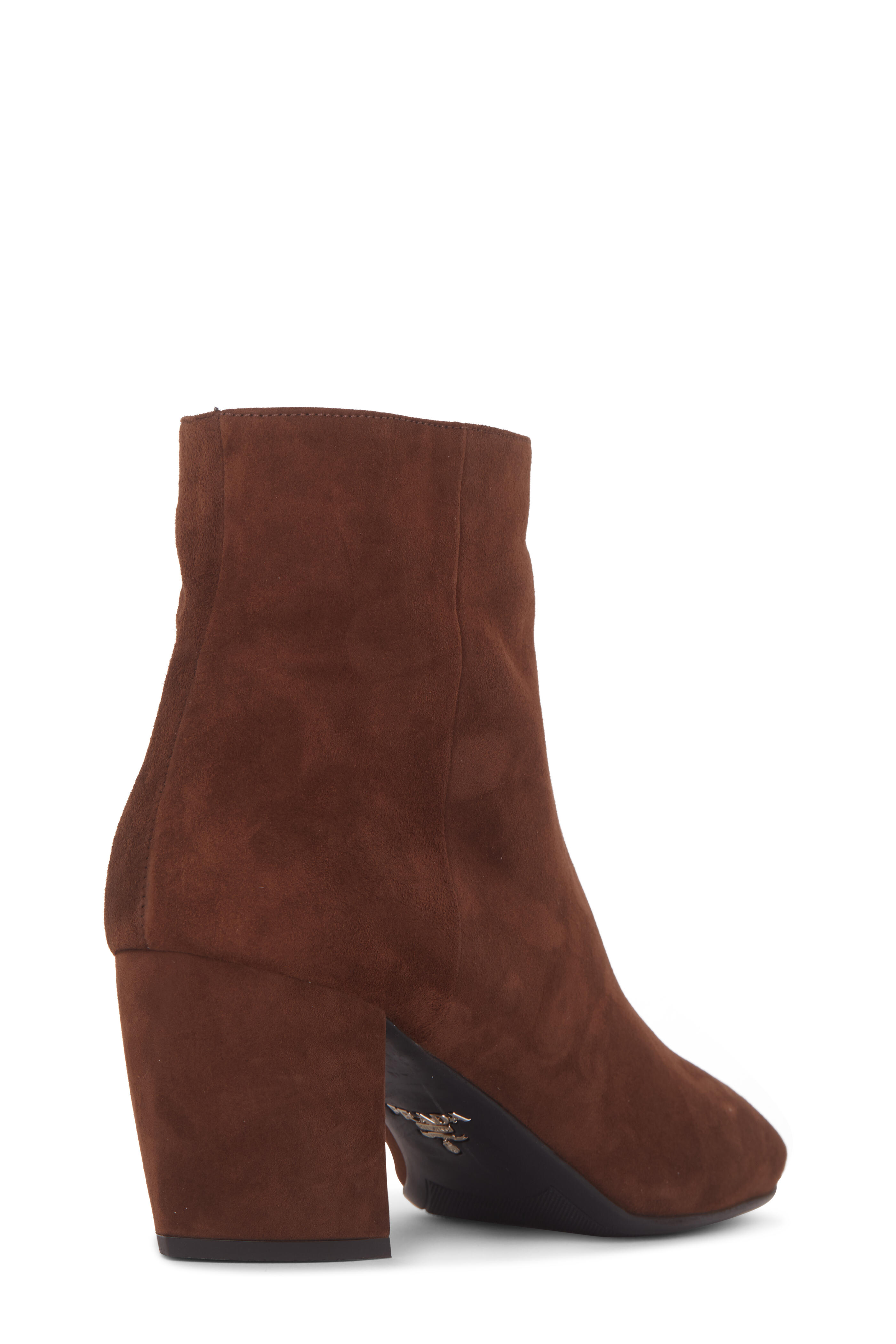 Prada - Bruciato Suede Banana Heel Ankle Boot, 65mm