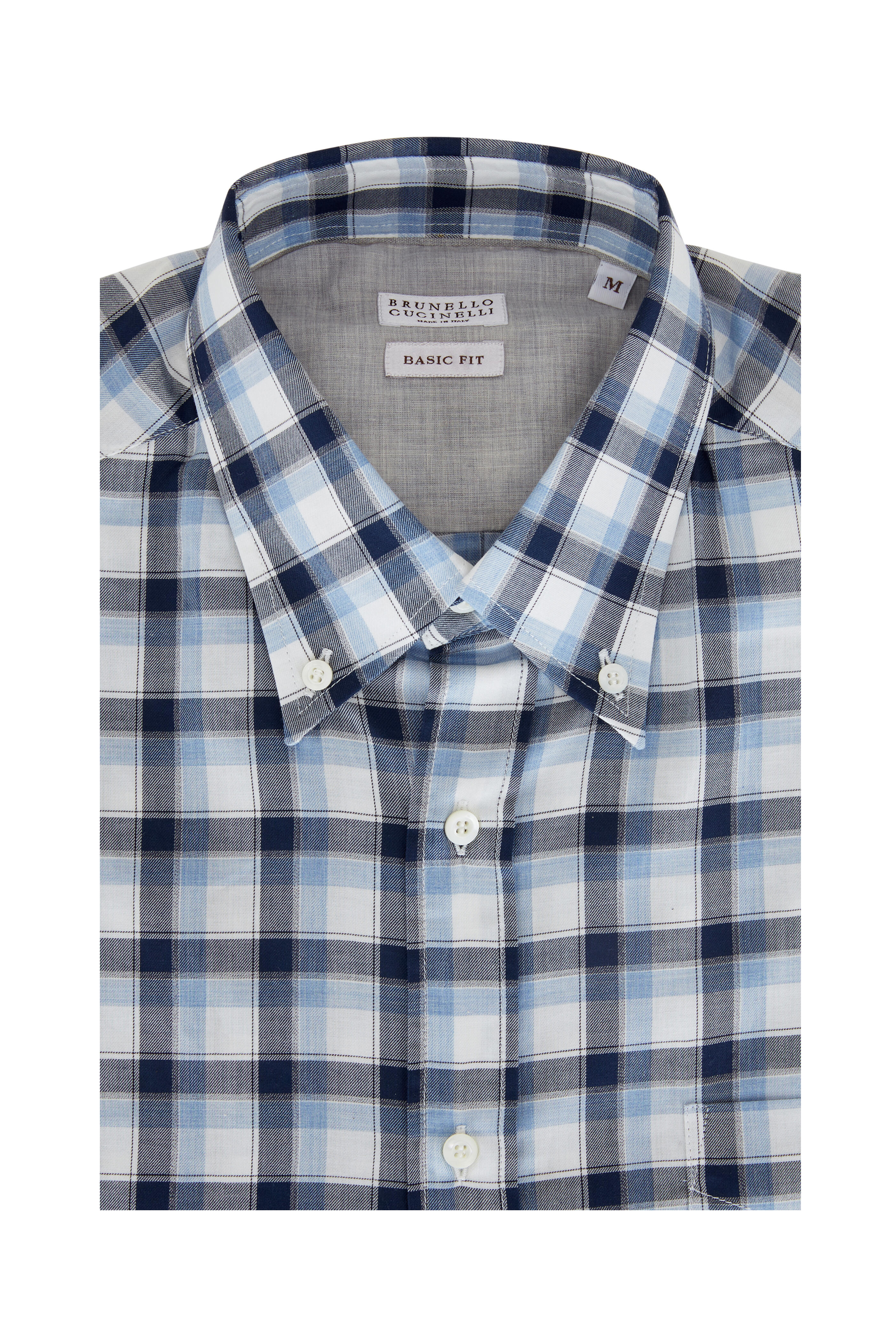 Brunello Cucinelli - Blue Flannel Basic Fit Sport Shirt