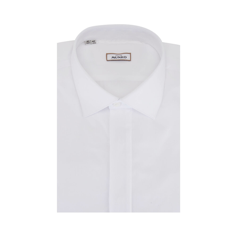 slim fit dress slacks Neil Allyn Pleated Slim Fit Tuxedo Shirt, 15½ 32/33 / White main image 1