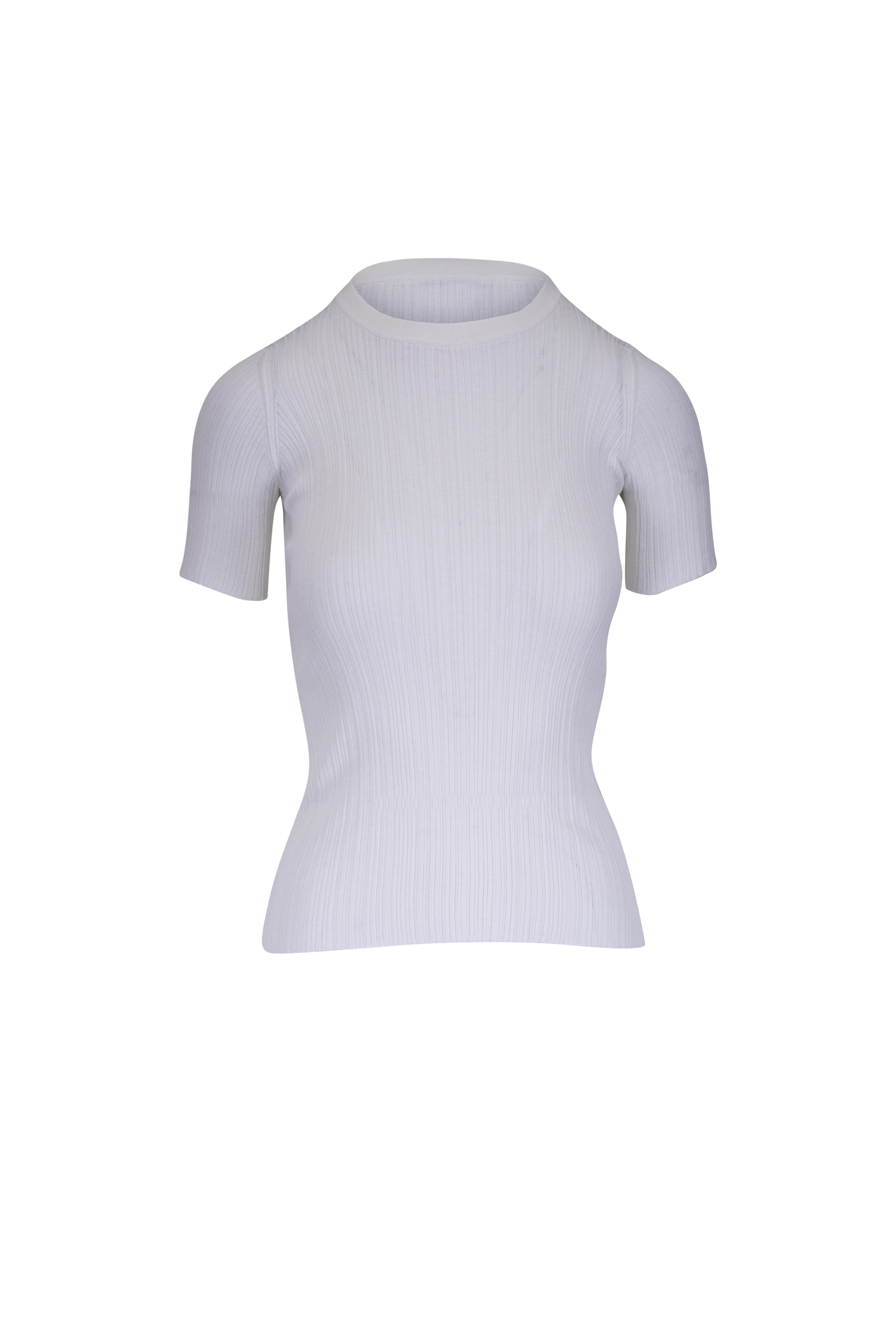 Agnona - White Cotton & Silk Micro Plisse Top