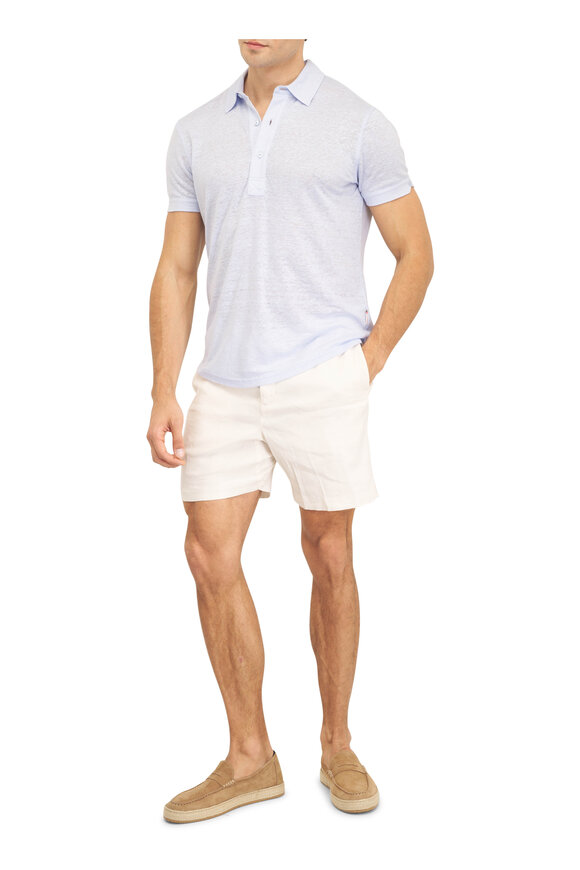 Orlebar Brown Sebastian Surfside Blue Linen Polo - view 2
