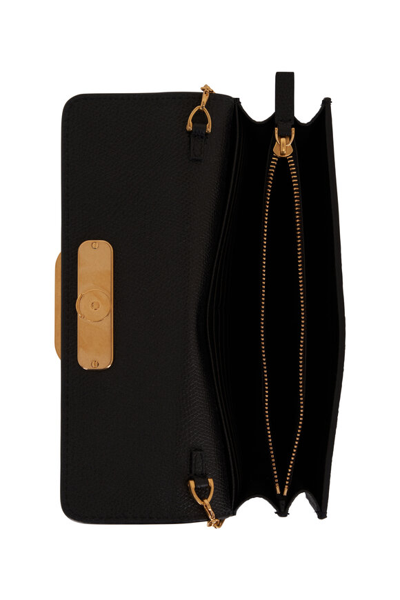 Valentino Garavani VLogo Black Leather Chain Wallet - view 5