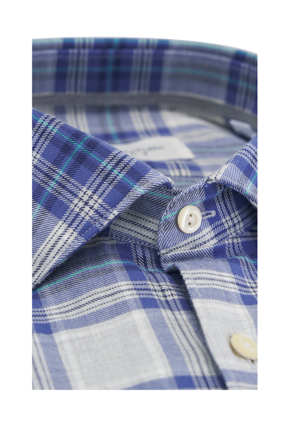 Tintoria - Blue & Teal Plaid Cotton Sport Shirt 