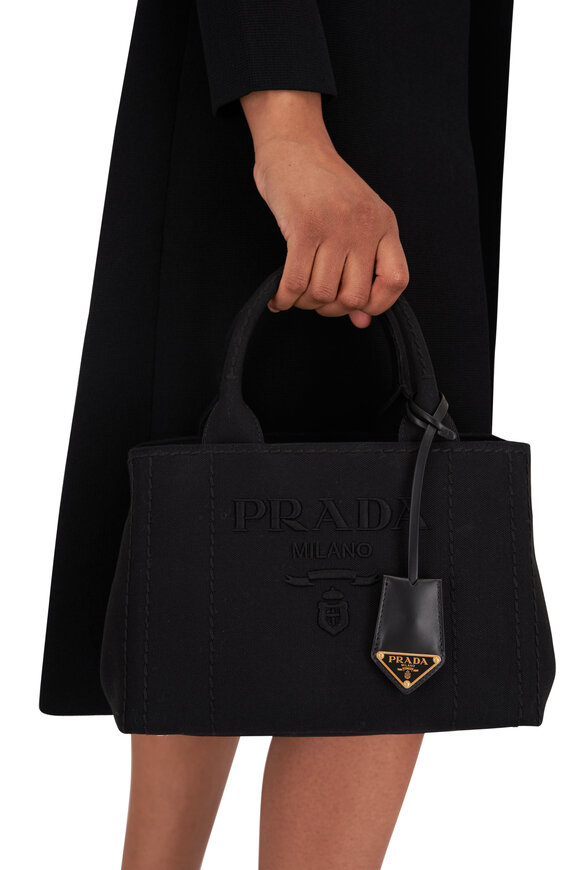 Prada - Black Canvas Logo Tote Bag 