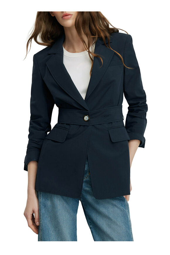 Veronica Beard Howard Navy Belted Jacket - view 4