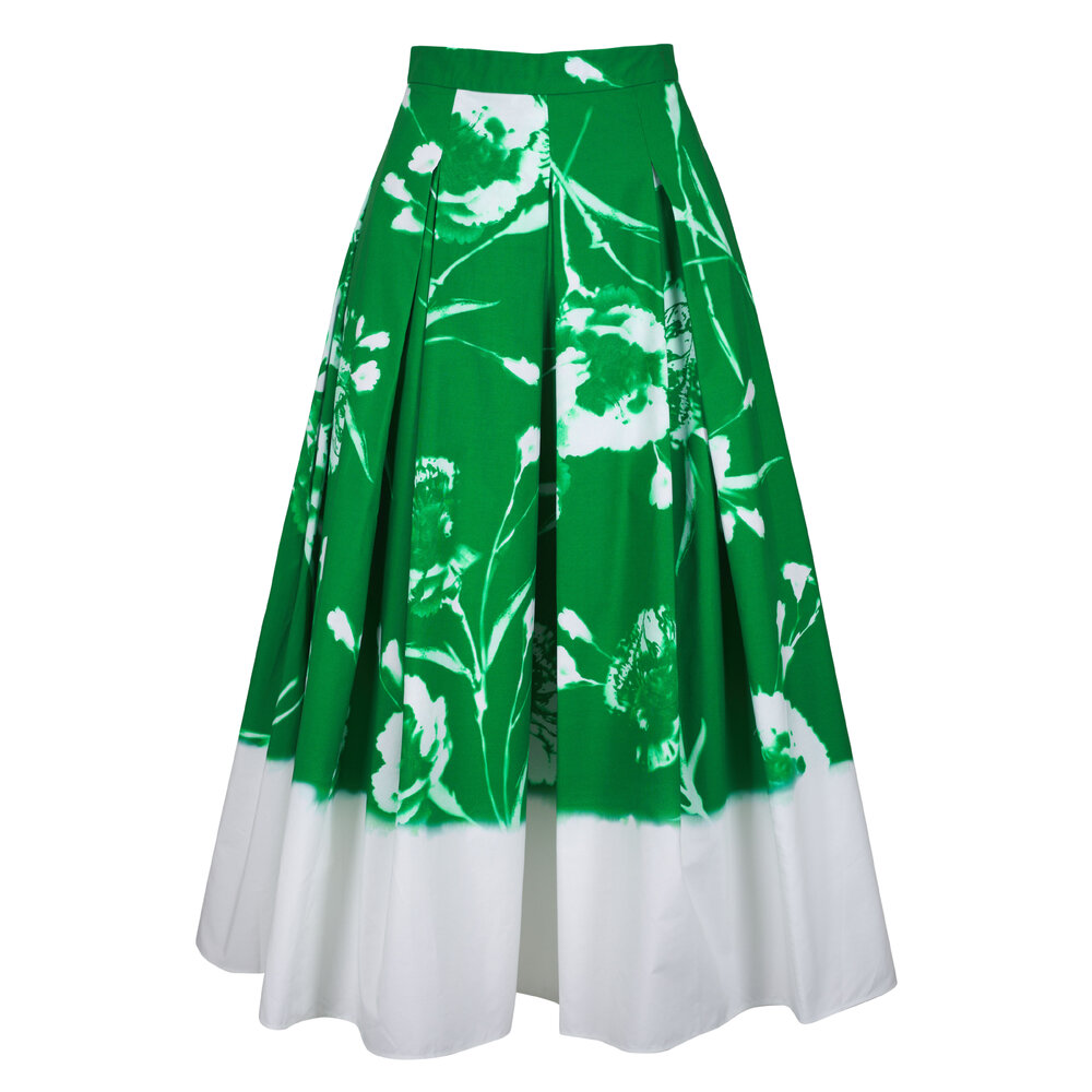 スカート ERDEM Woman Skirt Cream SS25S901RWCFTS CARNATION CYANOTYPE Erdem Gathered Midi Skirt in Carnation Cyanotype White