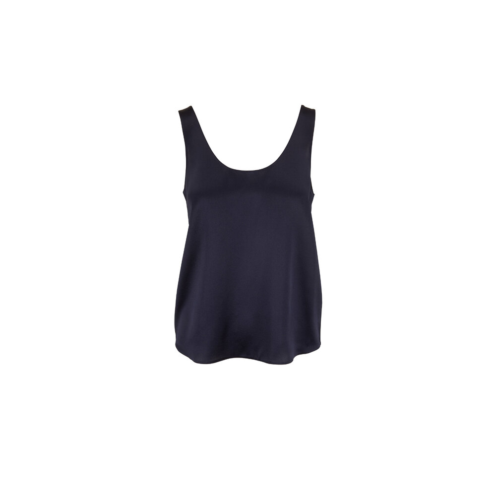 Vince - Coastal Blue Satin Scoop Neck Tank