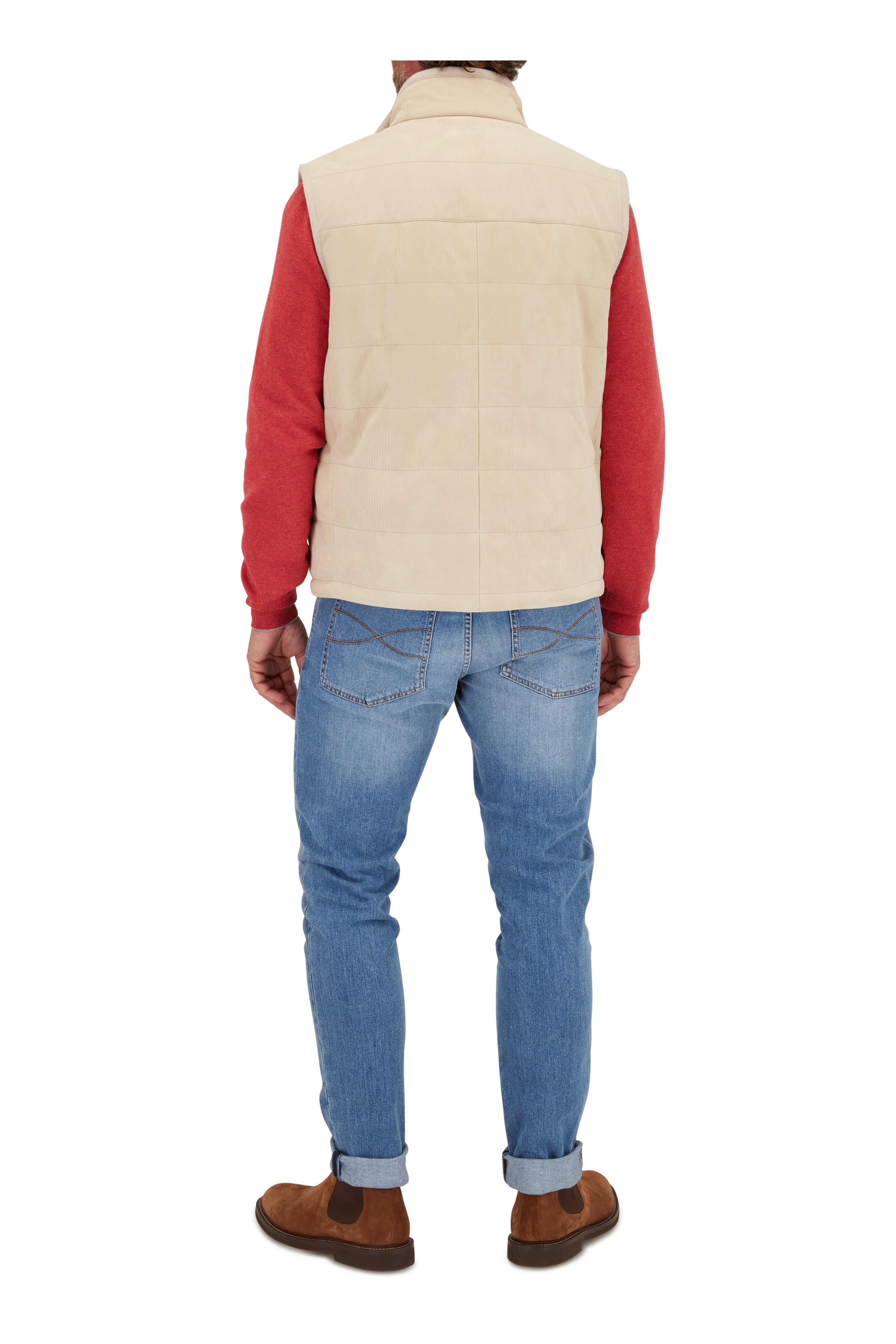 【関税＆送料込み】Brunello Cucinelli Layered Vest Brunello Cucinelli - Denim Linen & Cotton Quilted Vest
