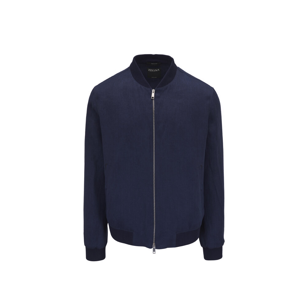 ★AMES-WORLDWIDE★LINEN BOMBER JACKET NAVY★正規品/直送料込 ☆AMES-WORLDWIDE☆LINEN BOMBER JACKET NAVY☆正規品/直送料込