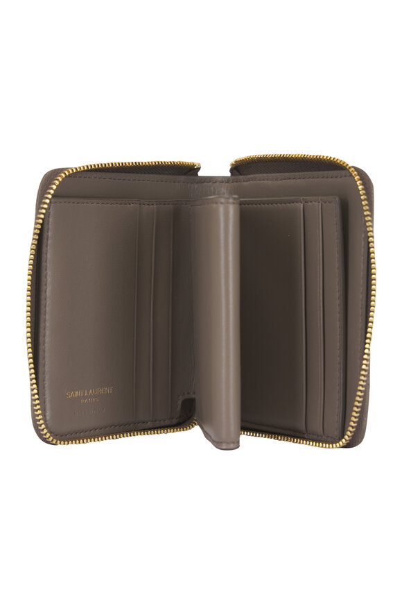 Saint Laurent Cassandre Light Taupe Leather Compact Wallet - view 4