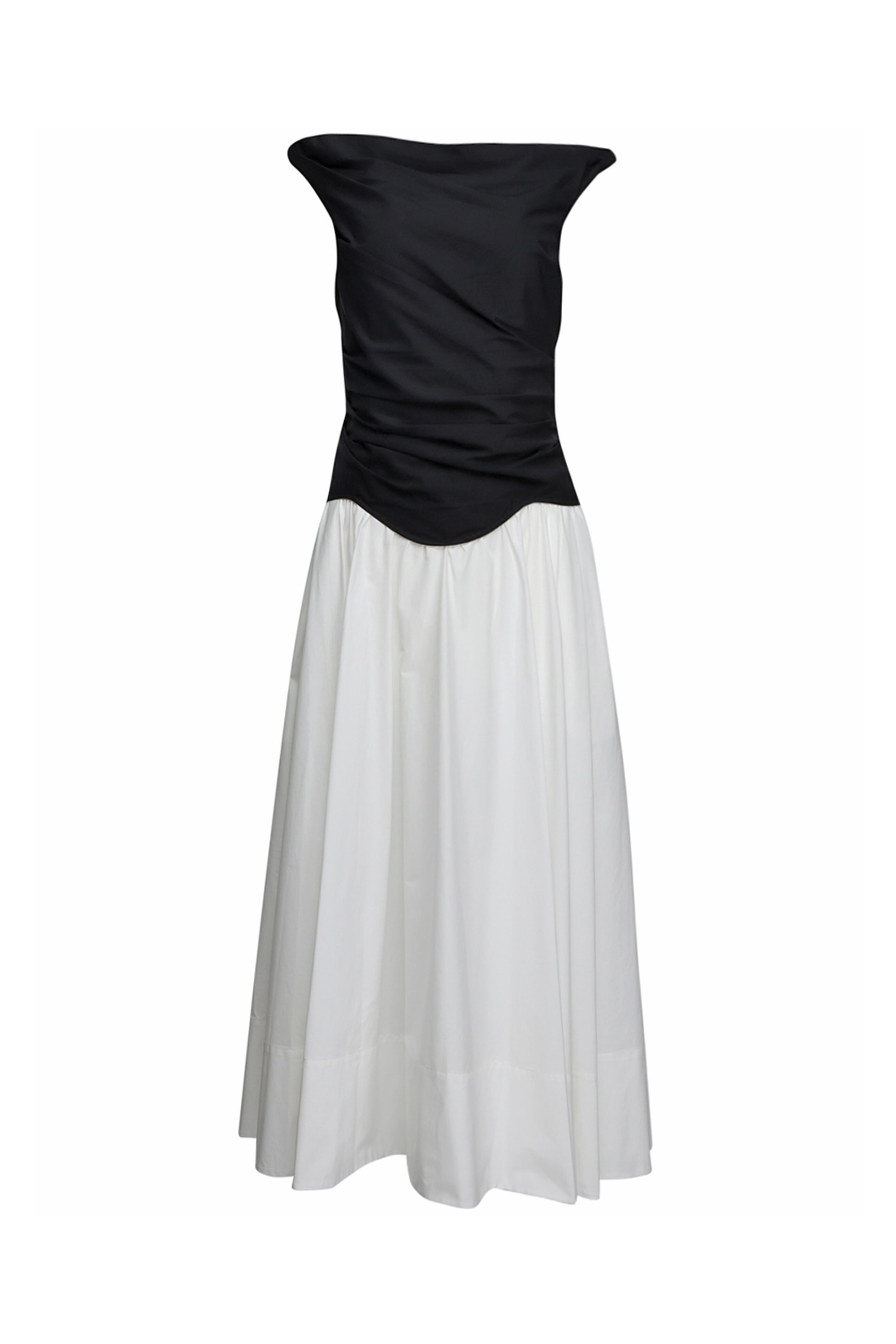 Simkhai - Cersei Black and White Ruched Midi Dress