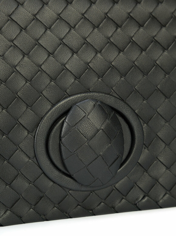 Bottega Veneta - Black Intrecciato Leather Foldover Clutch