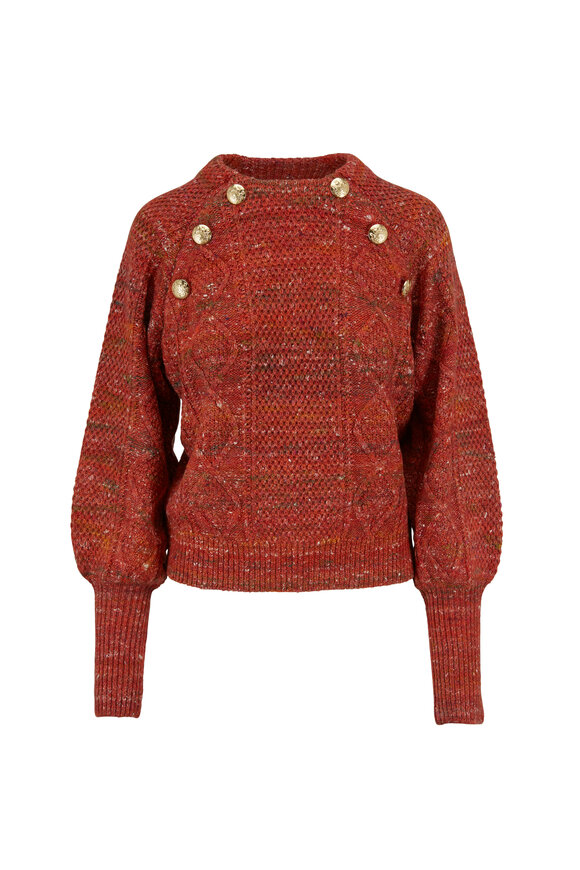 Veronica Beard - Adelaida Orange Full Sleeve Sweater