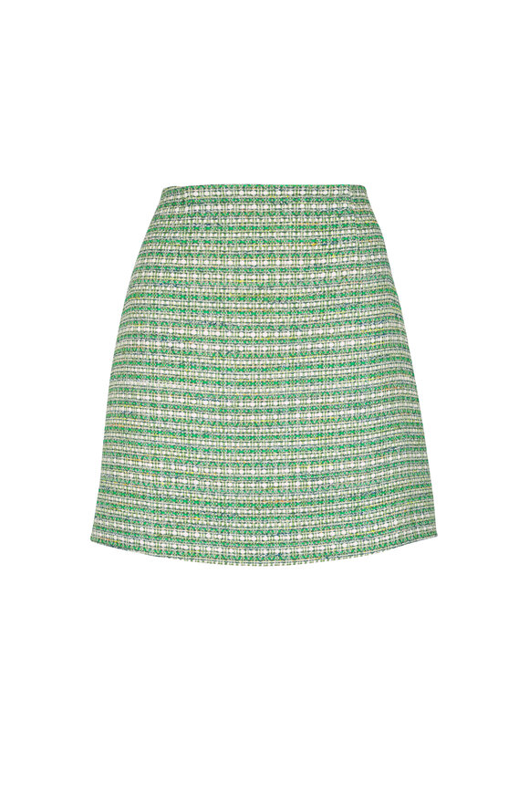 Carolina Herrera Multicolor Green Tweed Mini Skirt - view 1